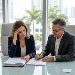 Florida business partner bankruptcy — attorney reviewing documents