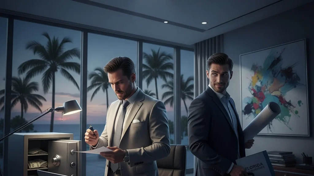 What to Do When a Florida Business Partner Steals from the Company 1 Florida business theft investigation with locked safe and financial records