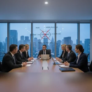 Corporate law boardroom discussing piercing corporate veil
