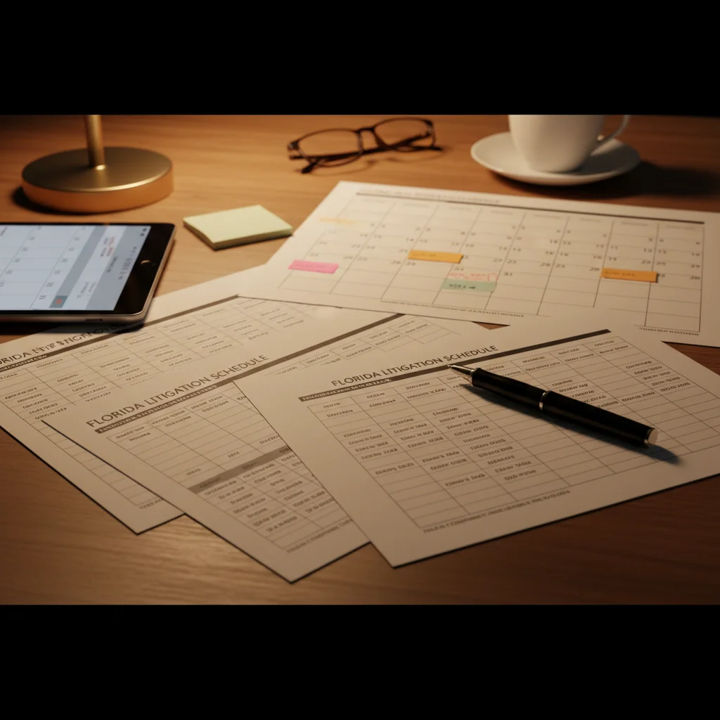 Florida litigation scheduling calendar and legal timeline documents