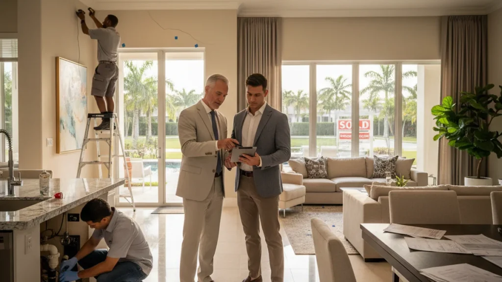 Florida luxury home inspection walkthrough with attorney and buyer