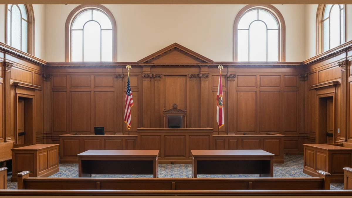 Florida courtroom interior — preliminary injunction business dispute