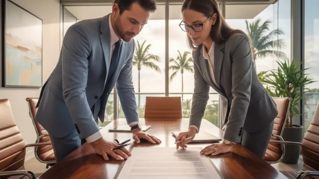 Florida real estate contract contingencies being reviewed by buyer and attorney