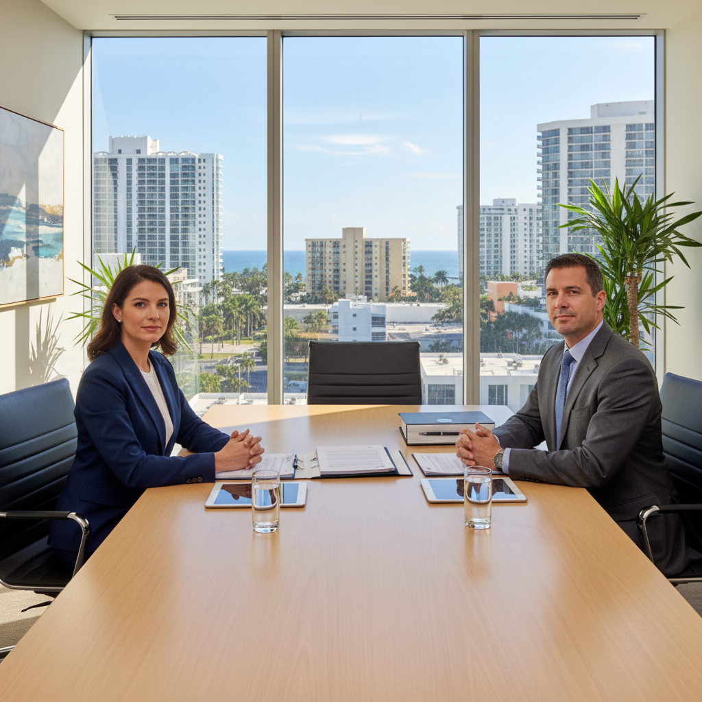 Florida real estate mediation attorney — parties in conference room