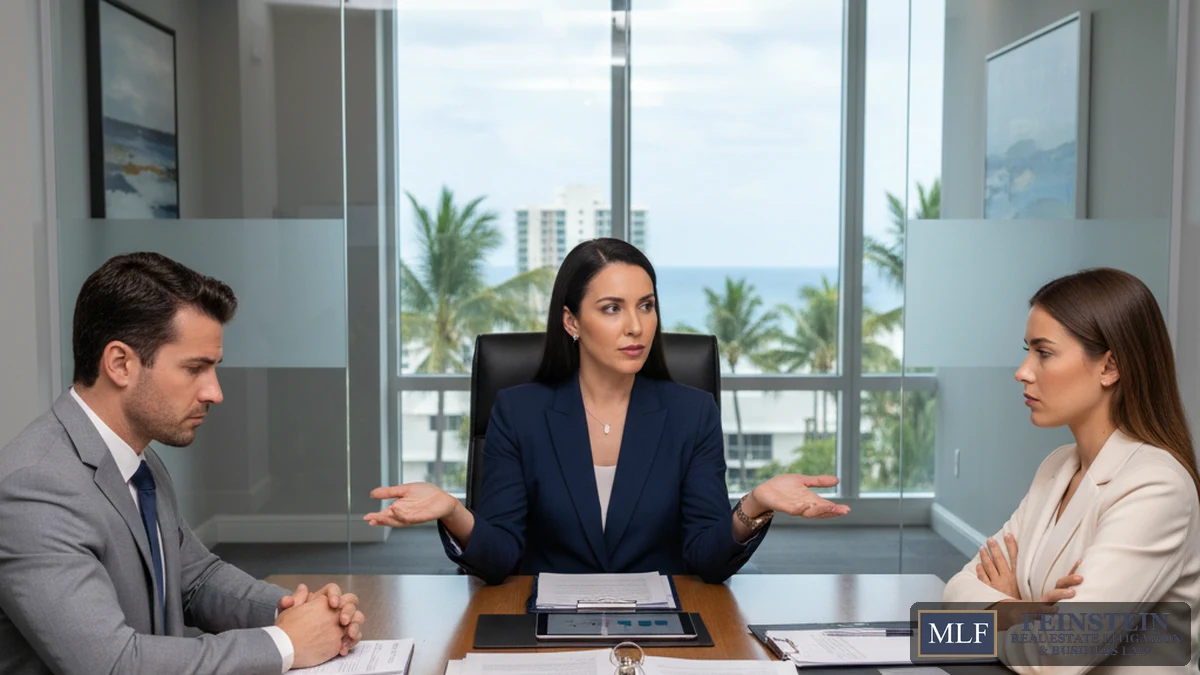 Florida broker commission dispute — real estate attorney reviewing listing agreement and commission structure