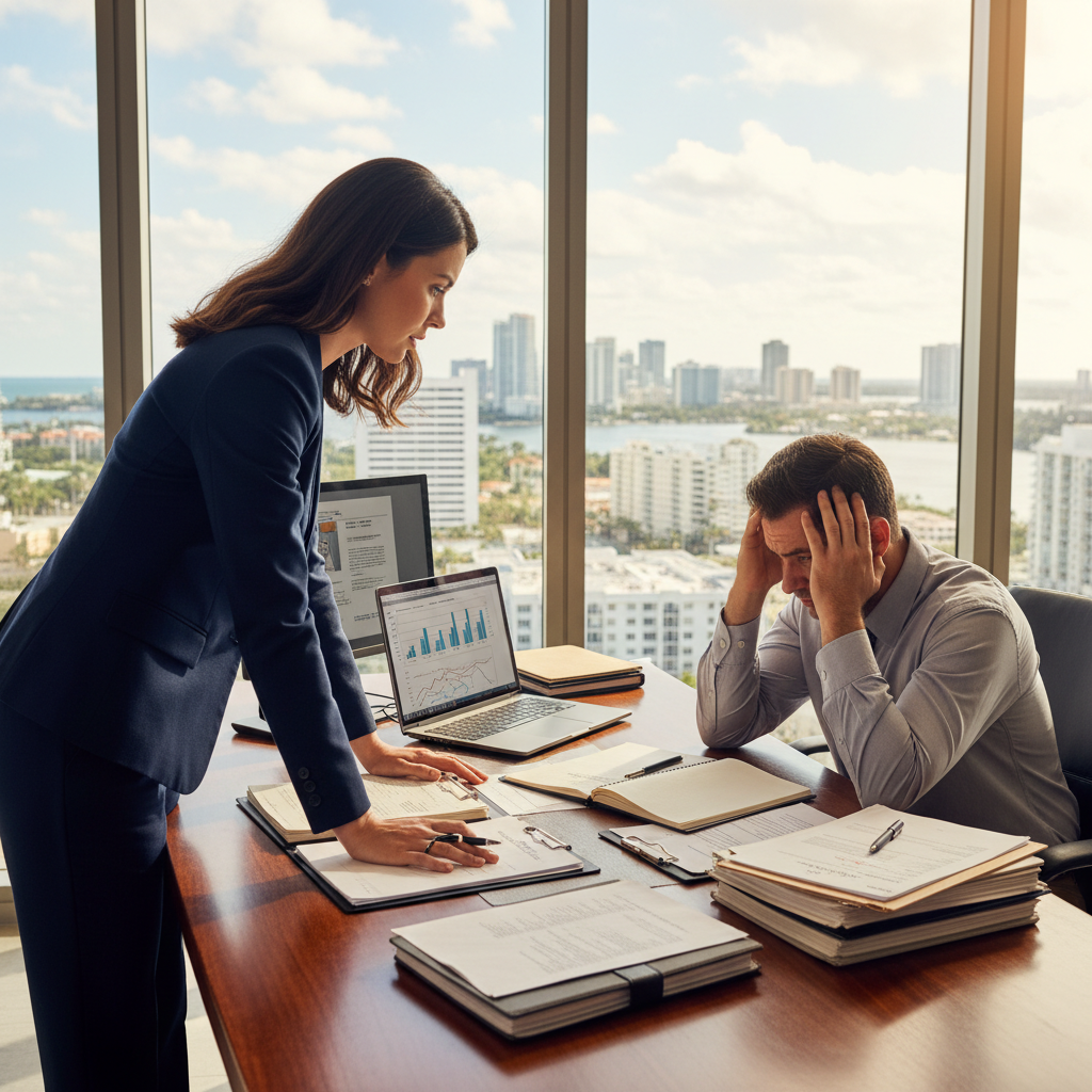 South Florida business litigation attorney consulting client