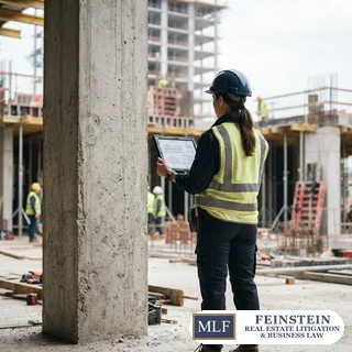 Structural engineer reviewing blueprints for a Florida condo milestone inspection